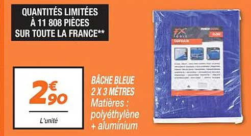 bâche bleue 2 x 3 mètres