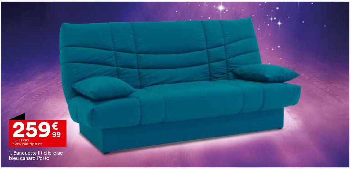 banquette lit clic-clac bleu canard porto