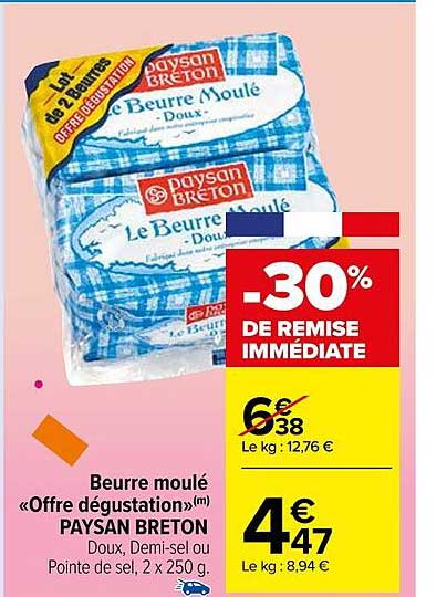 beurre moulé «offre dégustation» paysan breton