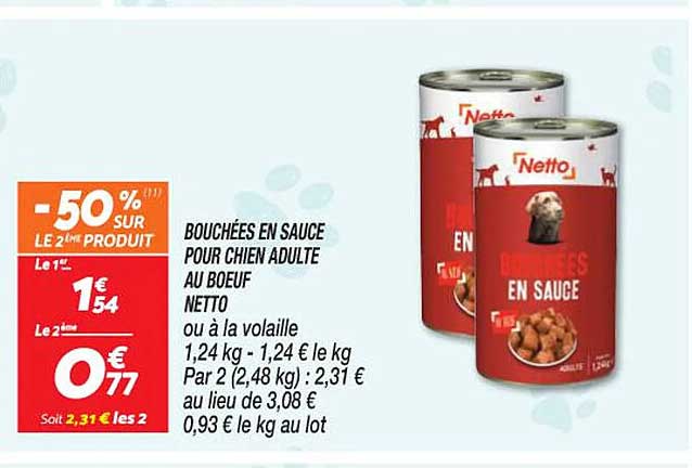 Bouchées En Sauce Pour Chien Adulte Au Bœuf Netto