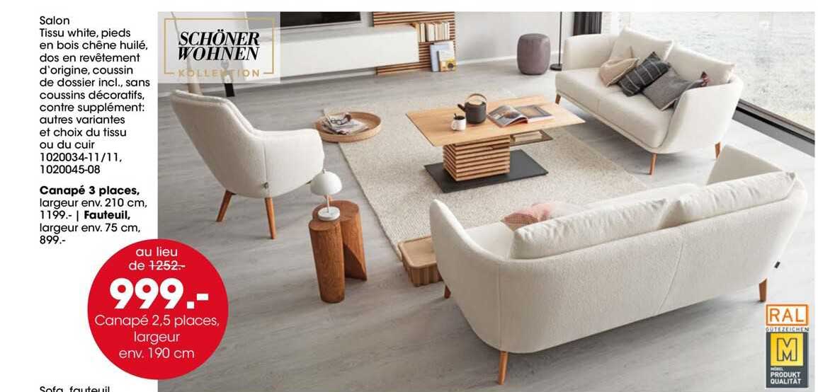 canapé 2,5 places largeur env 190 cm