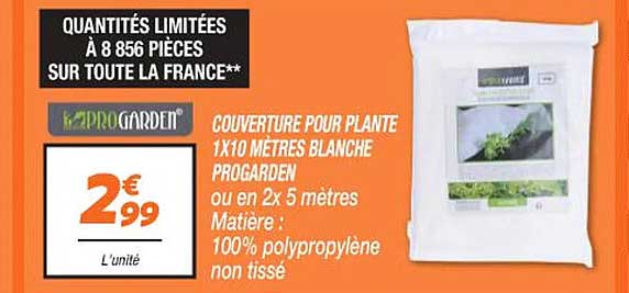 couverture pour plante 1 x 10 mètres blanche progarden