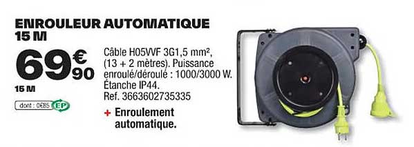enrouleur automatique 15m