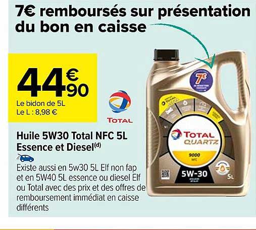 huile 5w30 total nfc 5 l essence et diesel