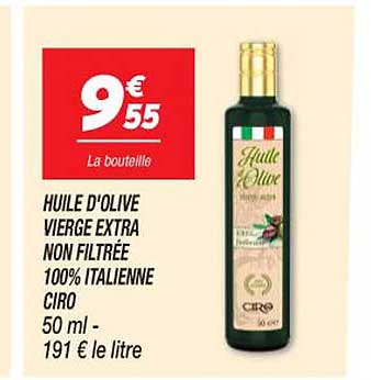 huile d'olive vierge extra non filtrée 100% italienne ciro