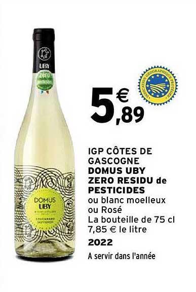igp côtes de gascogne domus uby zéro résidu de pesticides 2022