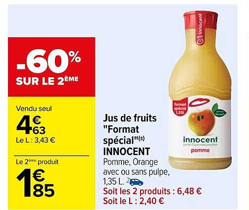 jus de fruits "format spécial" innocent