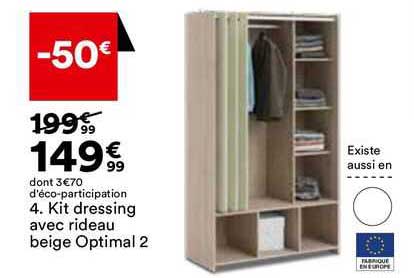 kit dressing avec rideau beige optimal 2