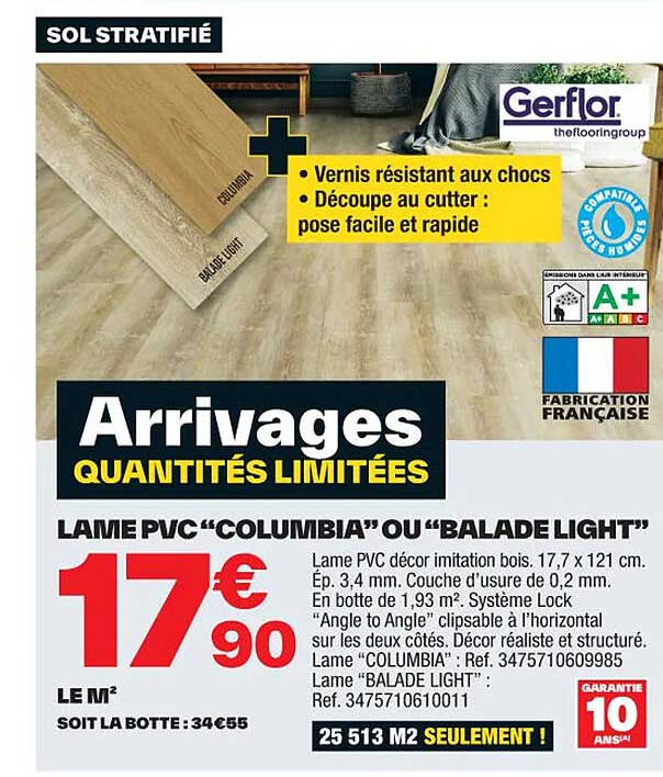 lame pvc "columbia" ou "balade light"