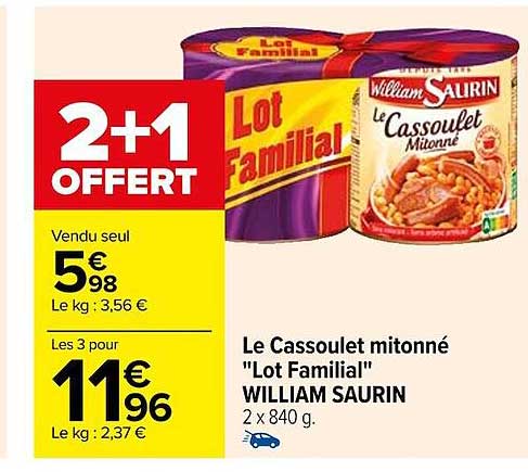 le cassoulet mitonné "lot familial" william saurin
