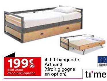 lit-banquette arthur 2 (tiroir gigogne en option)