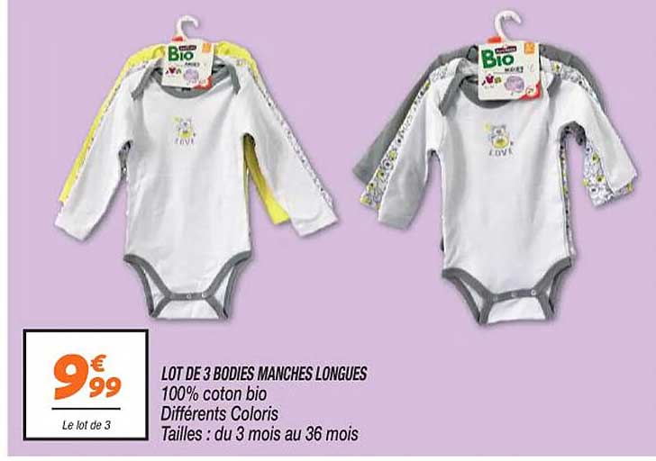lot de 3 bodies manches longues