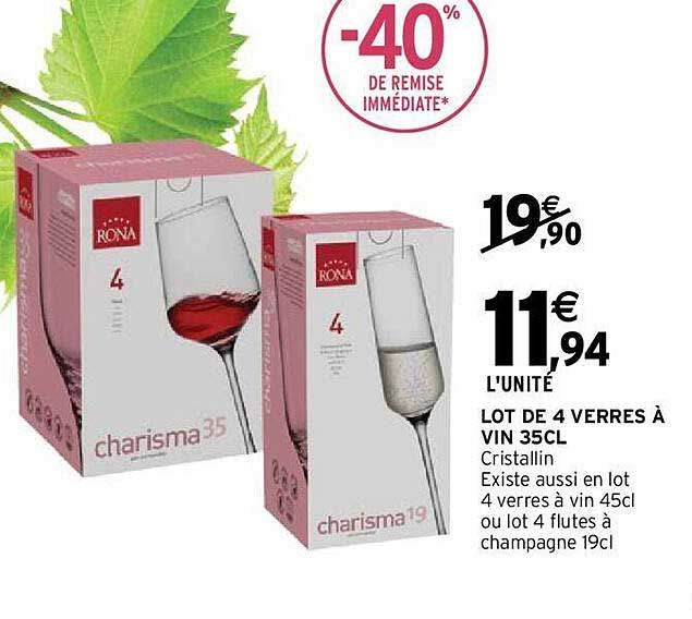 lot de 4 verres à vin 35cl