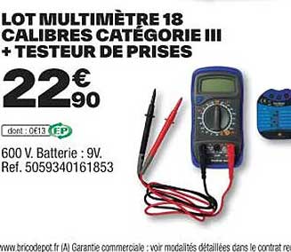 lot multimètre 18 calibres catégorie III + testeur de prises