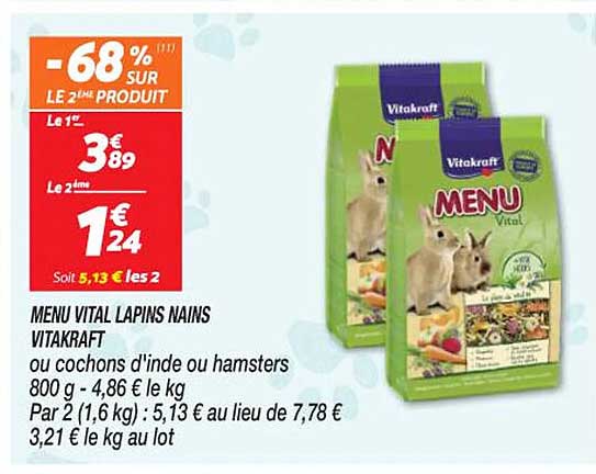 Menu Vital Lapins Mains Vitakraft