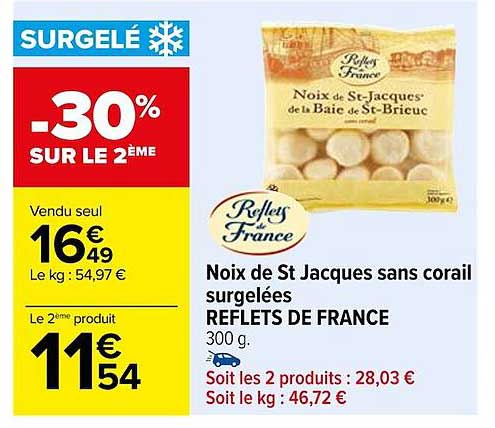 noix de st jacques sans corail surgelées reflets de france