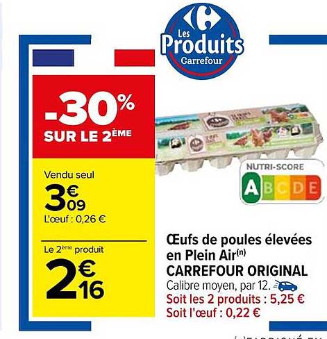 œufs de poules élevées en plein air carrefour original