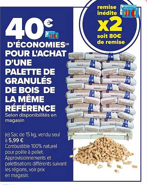 palette de granulés de bois de la même référence