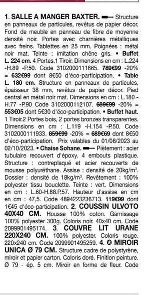 salle à manger baxter