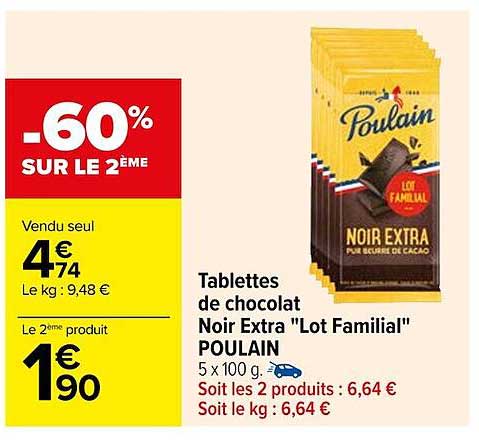 Tablettes De Chocolat Noir Extra "lot Familial" Poulain
