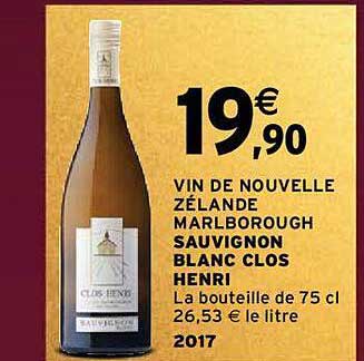 vin de nouvelle zélande marlborough sauvignon blanc clos henri 2017