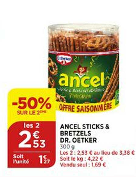 ancel sticks & bretzels dr. oetker -50% sur le 2ème