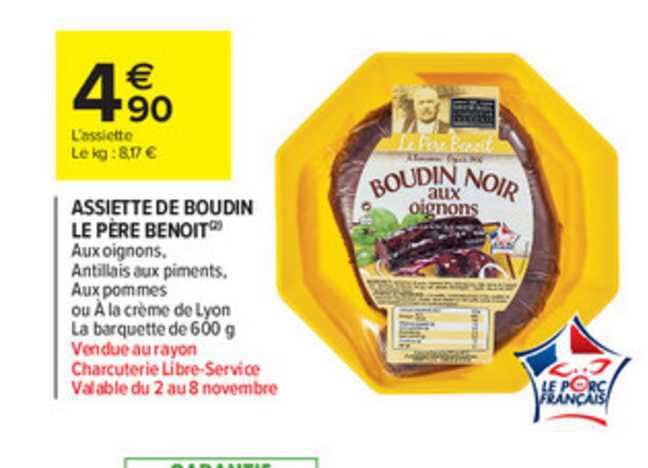 assiette de boudin le père benoit