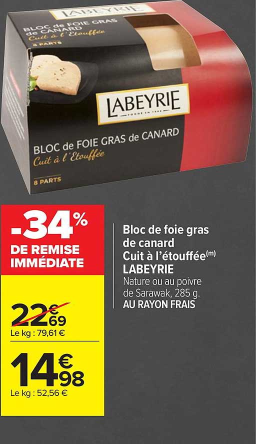 Bloc De Foie Gras De Canard Cuit à L'étouffée Labeyrie