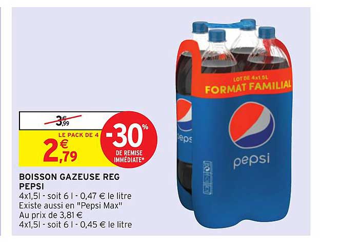 boisson gazeuse reg pepsi -30% de remise immédiate