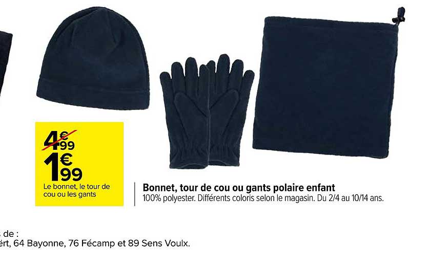 Bonnet, Tour De Cou Ou Gants Polaire Enfant
