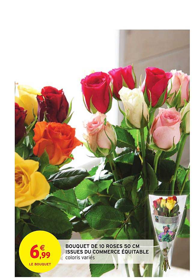 bouquet de 10 roses 50 cm issues du commerce équitable