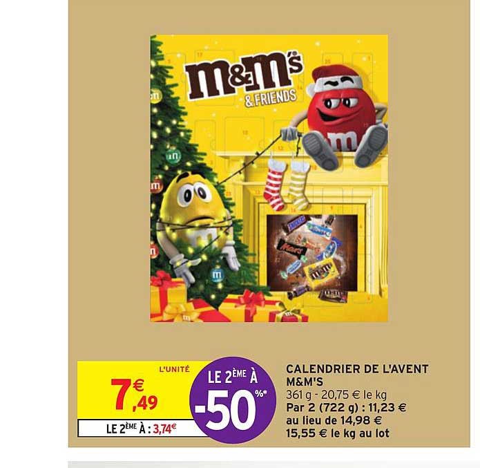 calendrier de l'avent m&m's le 2ème à -50%