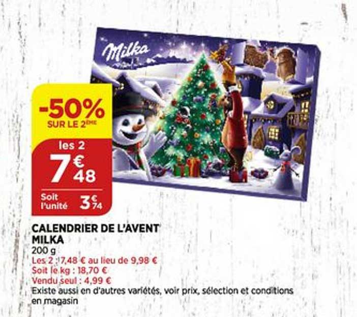 calendrier de l'avent milka -50% sur le 2ème