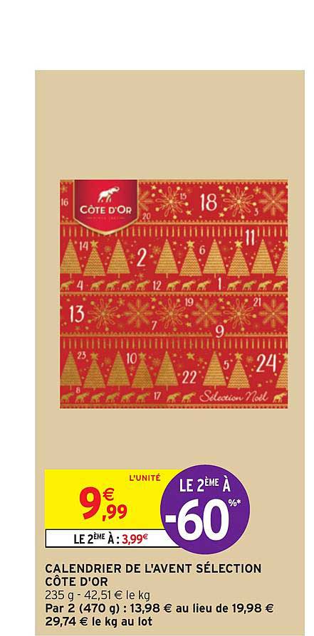 calendrier de l'avent sélection côte d'or le 2ème à -50%