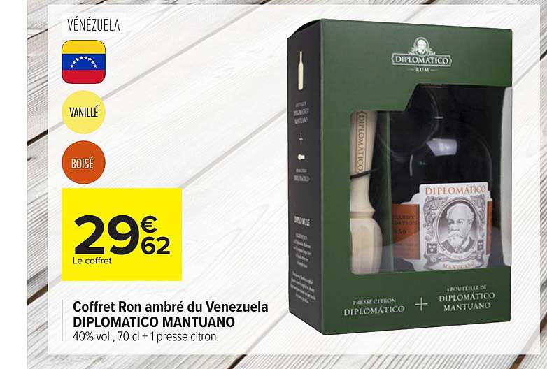 coffret ron ambré du venezuela diplomatico mantuano