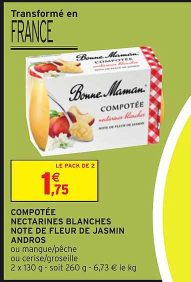 compotée nectarines blanches note de fleur de jasmin andros