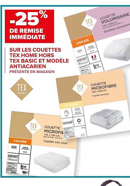 couettes tex home hors tex basic et modèle antiacarien