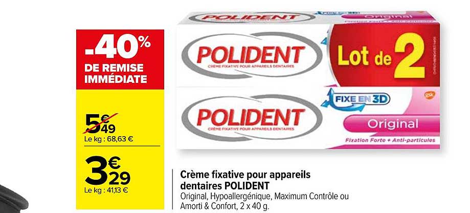 crème fixative pour appareils dentaire polident