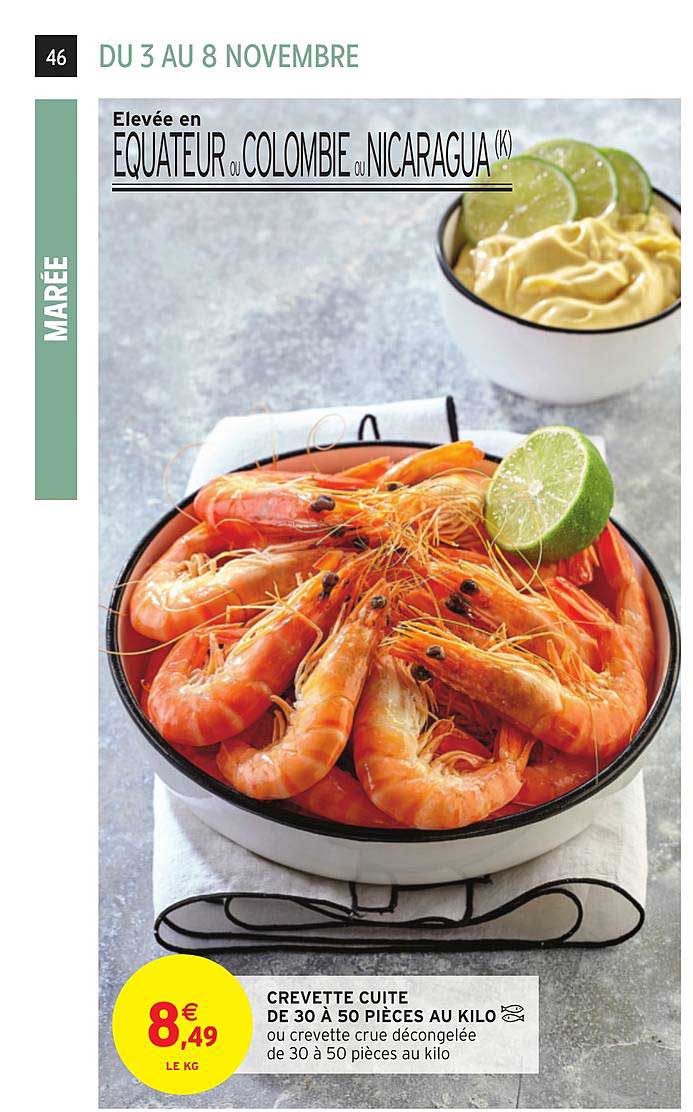 crevette cuite de 30 à 50 pièces au kilo