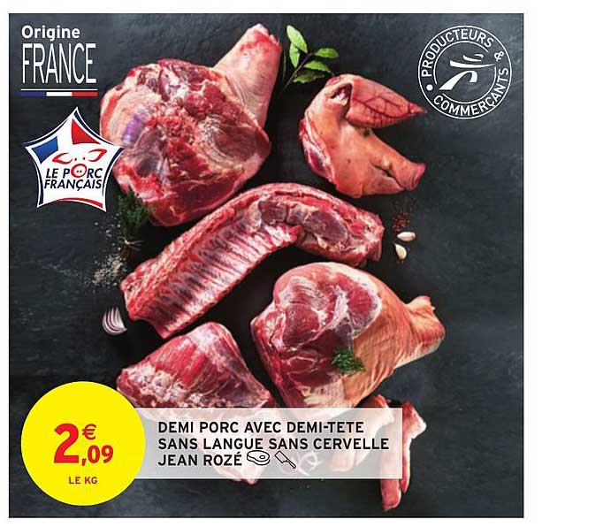 demi porc avec demi tête sans langue sans cervelle jean rozé