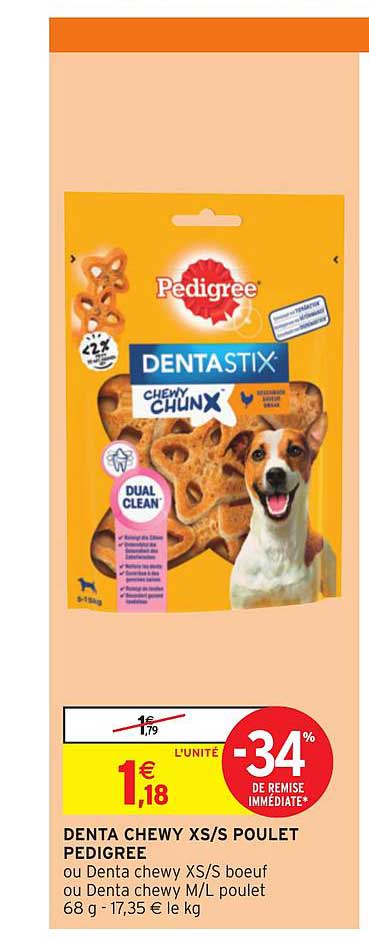 Denta Chewy Xs S Poulet Pedigrée -34% De Remise Immédiate