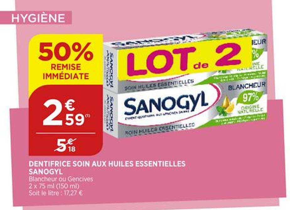 dentifrice soin aux huiles essentielles sanogyl 50% de remise immédiate