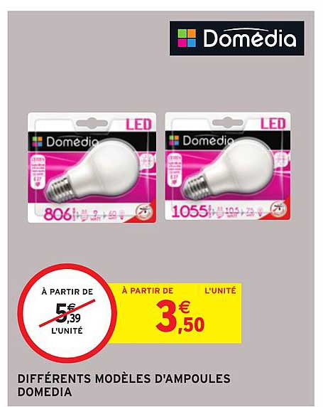 différents modèles d'ampoules domédia