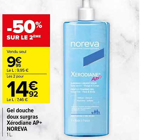 gel douche doux surgras xérodiane ap+ noreva