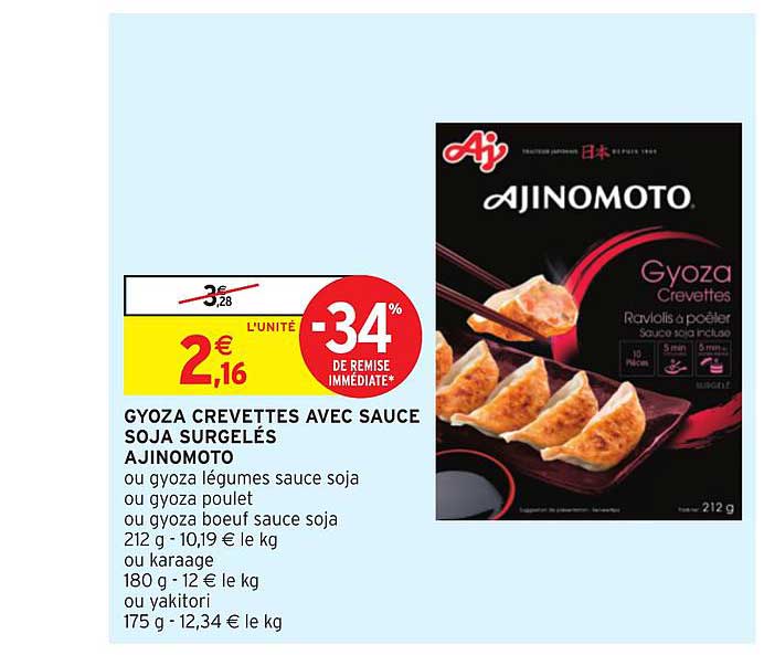 Gyoza Crevettes Avec Sauce Soja Surgelés Ajinomoto -34% De Remise Immédiate