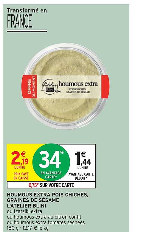 houmous extra pois chiches graines de sésame l'atelier blini