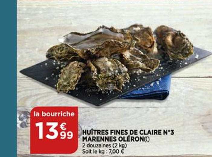 huîtres fines de claire n°3 marennes oléron