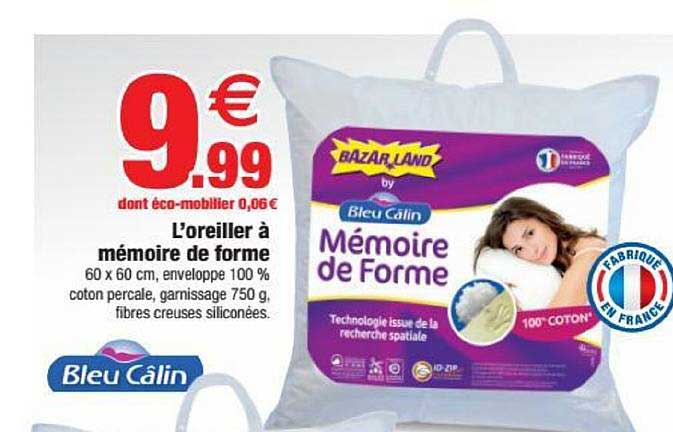 l'oreiller à mémoire de forme bleu câlin