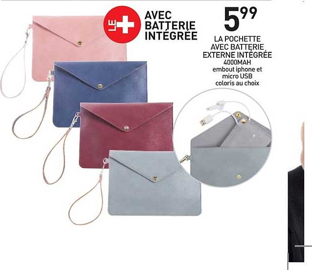 la pochette avec batterie externe intégrée