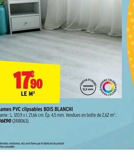lames pvc clipsables bois blanchi